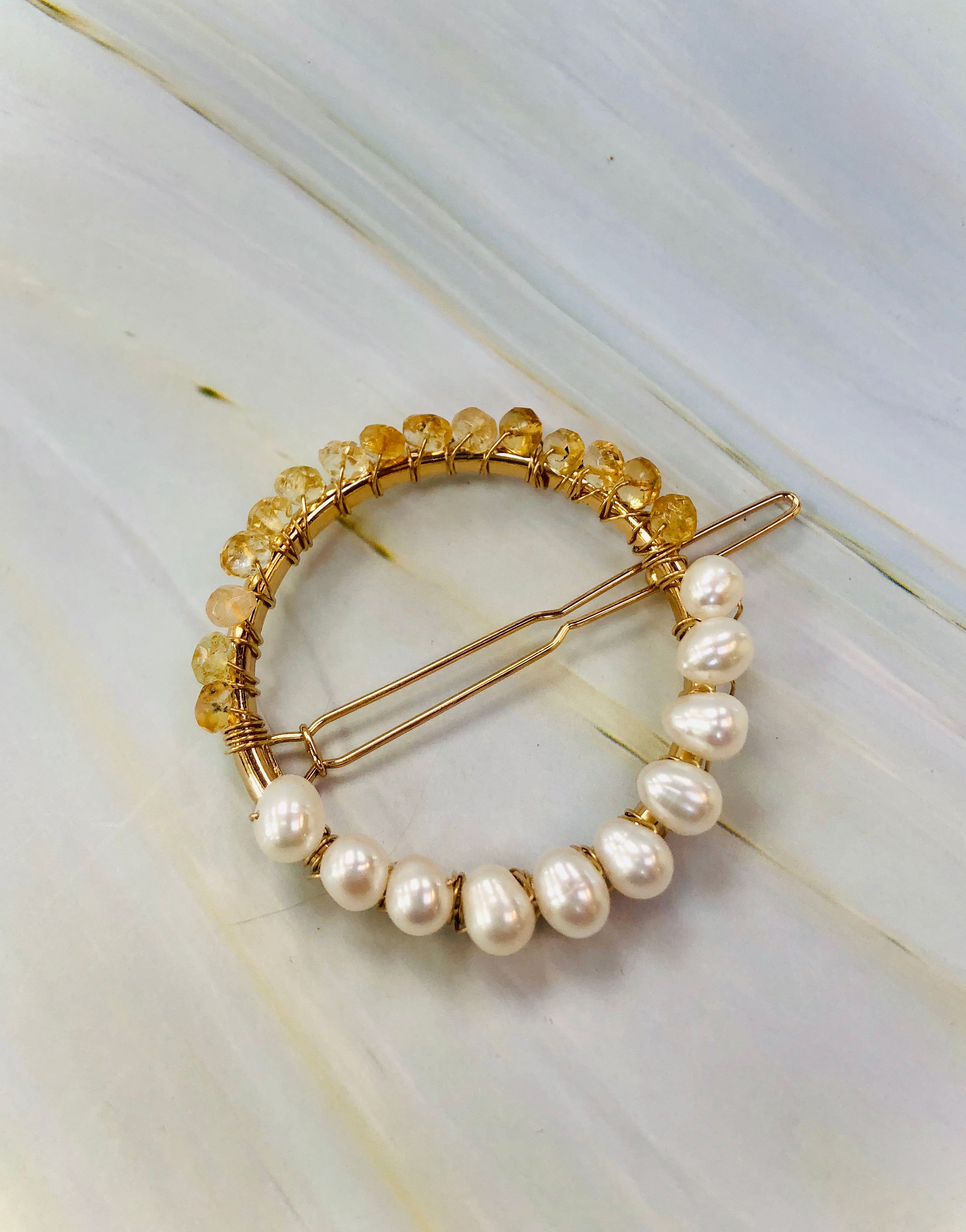 Coveted Design Gold Pearl Hair Clip