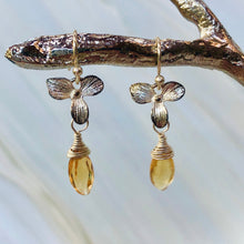 Load image into Gallery viewer, Citrine Orchid earrings handmade sterling silver Citrine earrings