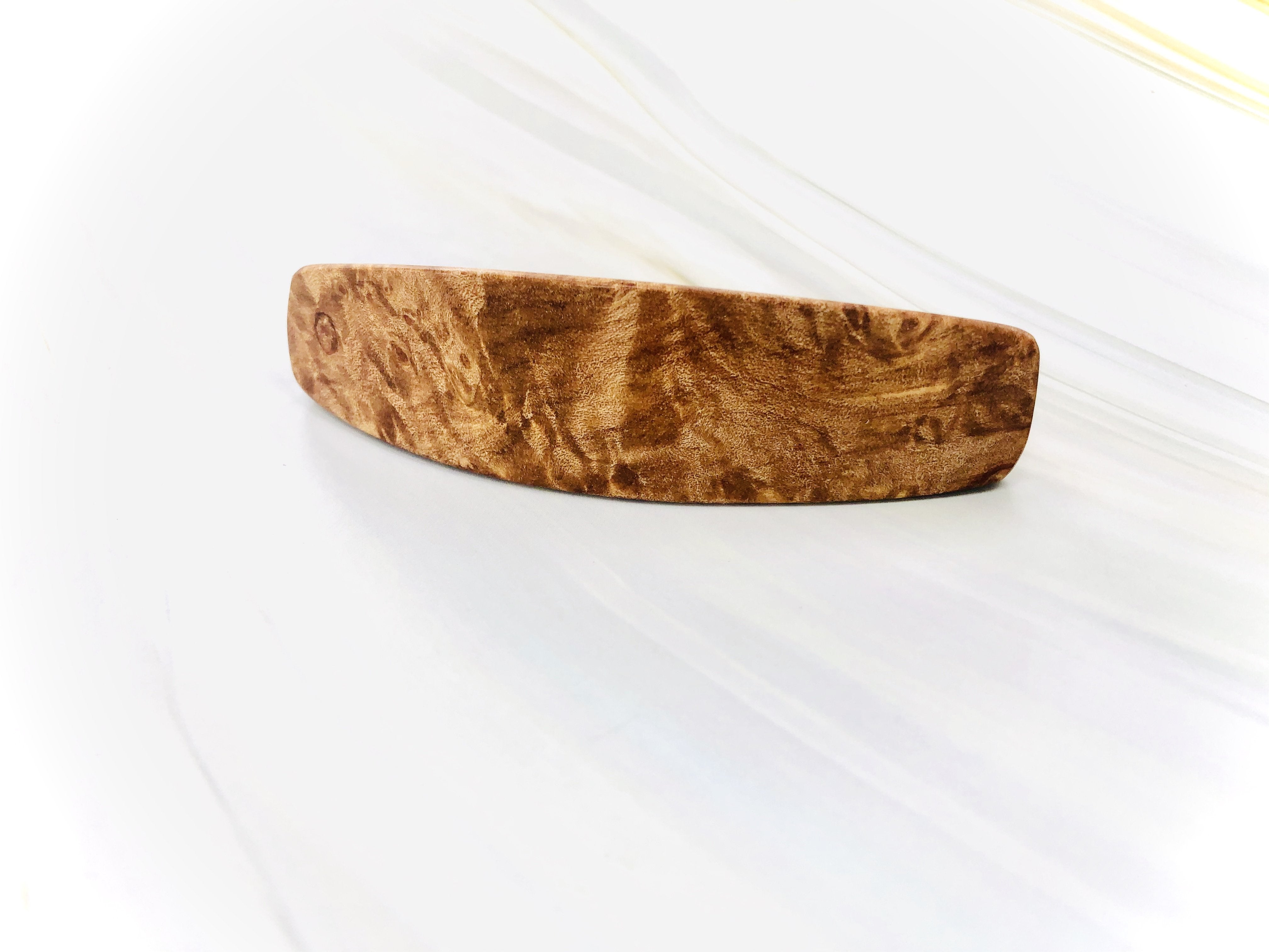 Medium Maple Burl wood barrette, wooden hair clip, wooden barrette