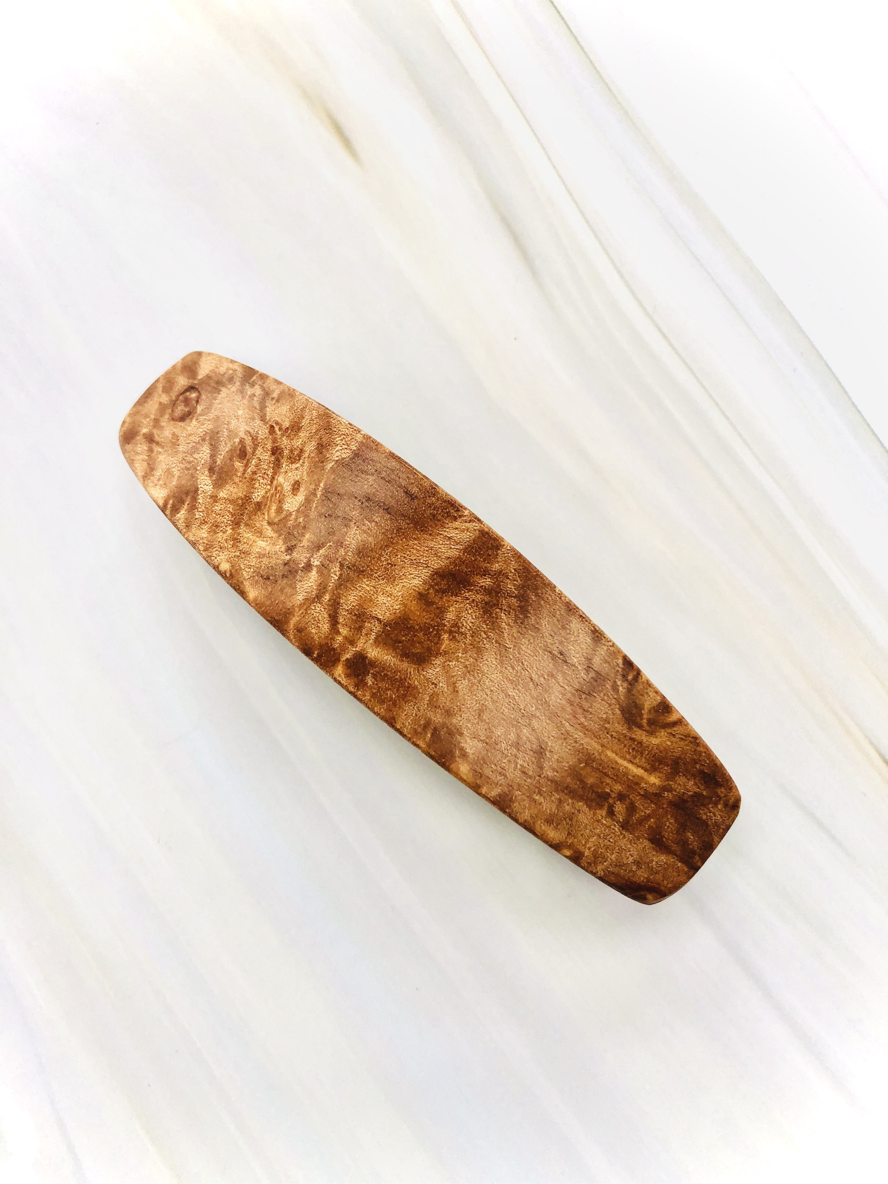 Medium Maple Burl wood barrette, wooden hair clip, wooden barrette