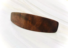 Load image into Gallery viewer, Medium Claro Walnut Burl dark wood barrette, wooden hair clip, fine hair barrette