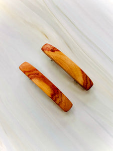Small Tulipwood Rosewood wooden barrettes, wood hair clips - smallest size for fine hair