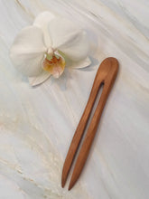 Load image into Gallery viewer, Cherry Wood hairpin, wooden hairpin, wood shawl pin, wood sweater pin