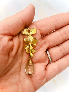 Elegant 14k Gold Green Amethyst Orchid Necklace
