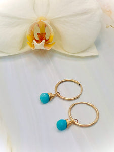 14k Earrings Turquoise Earrings, handmade gold hoop earrings