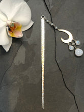 Load image into Gallery viewer, Luxury Hammered Silver Gemstone Hair stick Kanzashi Genuine Opal and Moonstone Hair Stick