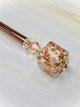 Load image into Gallery viewer, Venetian Art Glass Cube hair stick, hand made hair stick, shawl pin, sweater pin,