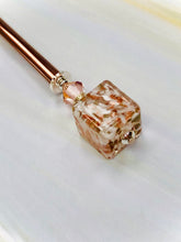 Load image into Gallery viewer, Venetian Art Glass Cube hair stick, hand made hair stick, shawl pin, sweater pin,
