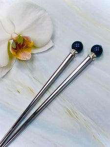 Elegant Swarovski Blue Pearl Gold hair sticks, Wedding Hair Stick Bridal Hair Pin, hand made hair stick, shawl pin, sweater pin,