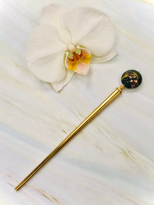 Dichroic Venetian 24k gold Art glass hair stick, hand made hair stick, shawl pin, sweater pin,