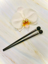 Load image into Gallery viewer, Black Druzy Gemstone Hair Sticks, gunmetal Hair Pin, shawl pin, sweater pin,
