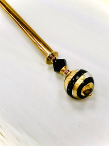 Tigre Venetian 24k gold Art glass hair stick, hand made hair stick, shawl pin, sweater pin,