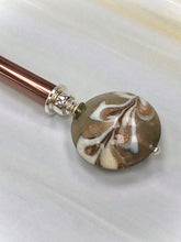 Load image into Gallery viewer, Rose Gold Venetian Art glass hair stick, hand made hair stick, shawl pin, sweater pin,