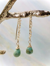 Load image into Gallery viewer, White Topaz and Larimar earrings handmade Larimar gemstone earrings