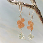 Peach Moonstone and Prasiolite / Green Amethyst Earrings