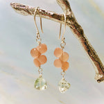 Peach Moonstone and Prasiolite / Green Amethyst Earrings