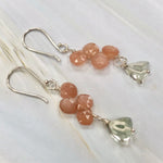 Peach Moonstone and Prasiolite / Green Amethyst Earrings