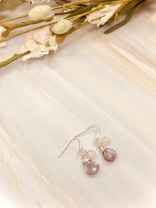 Dainty Chocolate Moonstone Earrings, handmade moonstone earrings