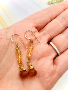 Sunstone and Faceted Citrine Earrings
