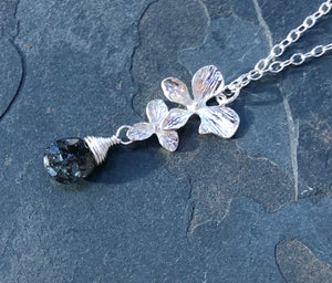 Silver Moss Amethyst Orchid necklace