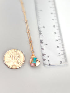 Turquoise and Pink Opal Rose Gold Gemstone NecklaceTurquoise and Pink Opal Rose Gold Gemstone Necklace