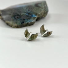 Load image into Gallery viewer, Labradorite Crescent Moon Stud Earrings