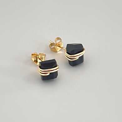 Raw Black Onyx Stud Earrings