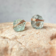 Load image into Gallery viewer, Aquamarine Stud Earrings Raw Gemstone Earrings March Birthstone