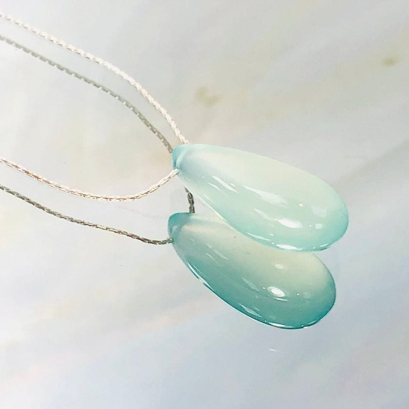 Aqua Chalcedony Necklace Green Chalcedony solitaire necklace in sterling silver