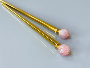 Madagascar Rose Quartz Gemstone Hair Sticks, Elegant Hair Sticks, Gemstone Hair pins