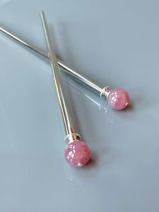 Madagascar Rose Quartz Gemstone Hair Sticks, Elegant Hair Sticks, Gemstone Hair pins