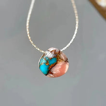 Load image into Gallery viewer, Turquoise and Pink Opal floating gemstone Solitaire Necklace