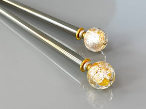 Silver and Gold 24k gold Art glass hair stick, hand made hair stick, shawl pin, sweater pin,