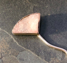 Load image into Gallery viewer, One of a Kind Pink druzy hair stick, unique sterling silver hair stick, shawl pin, sweater pin
