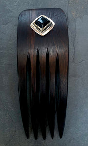 Luxury Onyx Ebony Wood Hair Comb silver Hair Comb, wooden hair comb
