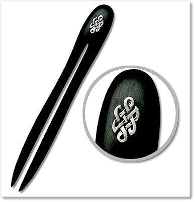 Celtic Hair pin, ebony wood hair pin, celtic hair fork, celtic hair pick