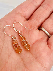 Sunstone Earrings Dangle, Gold Oregon Sunstone Jewelry lightweight sterling silver dainty orange gemstone jewelry artisan handmade gift