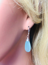 Load image into Gallery viewer, Aqua Chalcedony Earrings dangle, Long elegant spring earrings
