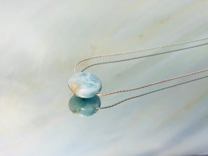 Larimar Necklace, Larimar Pendant silver Dainty Floating Gemstone necklace sterling Silver minimalist gift for wife, girlfriend
