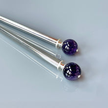 Load image into Gallery viewer, Amethyst Hair Sticks Silver Hair Pins Amethyst hair jewelry for messy bun Silver metal Hair Pins Amethyst jewelry gemstone hair accessories gift