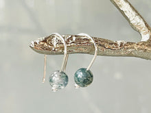 Load image into Gallery viewer, Moss Agate dangle earrings Sterling Silver Minimalist Dainty Gemstone Tree Agate Earrings forest Green unique Earrings for women