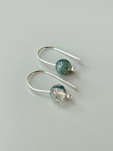 Moss Agate dangle earrings Sterling Silver Minimalist Dainty Gemstone Tree Agate Earrings forest Green unique Earrings for women