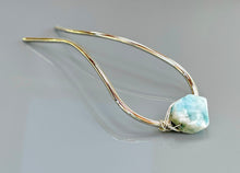 Load image into Gallery viewer, Gemstone Hair Pin Silver Hair Fork for women with Long Hair Larimar Gemstone Hair Jewelry, silver Hair pin boho hair accessories
