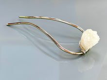 Load image into Gallery viewer, Drusy Hair Pin Silver, Hair Fork for Women with Long Hair, Bridal Hair Jewelry