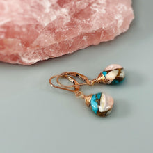 Load image into Gallery viewer, Turquoise Gemstone Earrings Rose Gold Pink Opal