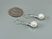 Load image into Gallery viewer, Pearl Earrings Dangle Sterling Silver Dainty Pearl Drop Earrings handmade pearl jewelry minimalist wedding earrings gifts for bridesmaids