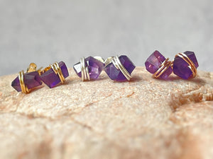 Raw Amethyst Stud Earrings purple gemstone earrings