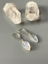 Load image into Gallery viewer, Moonstone Earrings Sterling Silver Blue Arrows Gemstone Earrings Handmade Jewelry