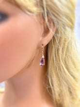 Load image into Gallery viewer, Amethyst Earrings Sterling Silver, Rose Gold, 14k gold fill, teardrop everyday handmade jewelry for women pink Purple Gemstone Earrings