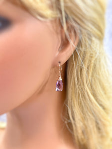 Amethyst Earrings Sterling Silver, Rose Gold, 14k gold fill, teardrop everyday handmade jewelry for women pink Purple Gemstone Earrings